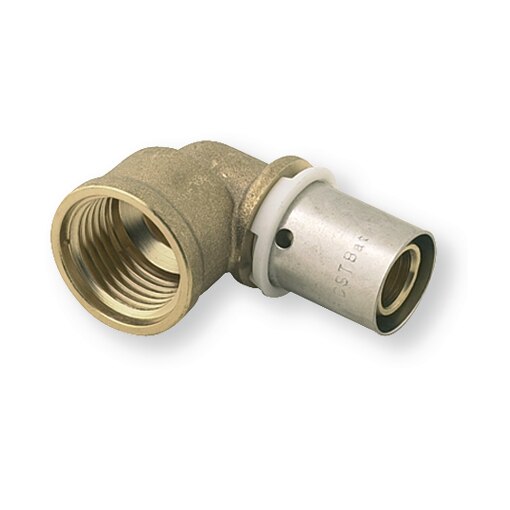 Raccord à sertir coudé tube PER 10x12 filetage femelle 1/2